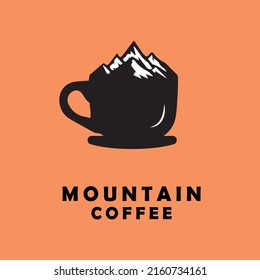 logo illustration vector graphic icon of a mountain combination mug kopu. great for outdoor cafe coffee.