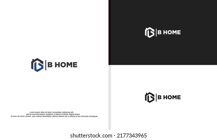 ilustración de logotipo gráfico vectorial de la letra B combinada con el logotipo de casa, monograma.