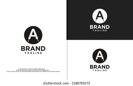 logo illustration vector graphic of letter A combined with audio jack