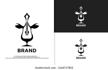 logo illustration vector graphic of lion head combined with cello