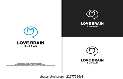 logo illustration vector graphic of love brain monoline.