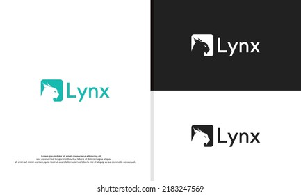 logo illustration vector graphic of lynx head in negative space.