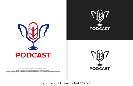 logo illustration vector graphic of mi combined with wing