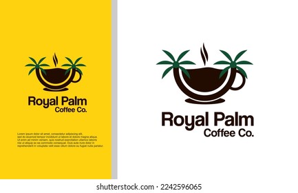 Logo-Illustration, Vektorgrafik des Palmencafés