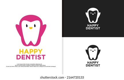 Logo Illustration Vector Graphic Of Penguin Combined With Teeth. Fit For Dental, Dentist, Etc.