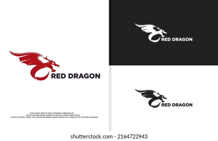 ilustración de logotipo vectorial gráfico del dragón rojo