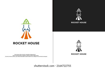 logo illustration vector graphic of rocket combined with house, fit for real estate company, etc.