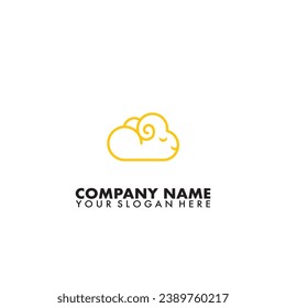 Logo illustration vector graphic of sheep combined with cloud on outline style.