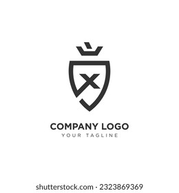 Logotipo Ilustración vectorial gráfico del vector Escudo de logotipo para la industria de la empresa con letra alfabeta con concepto moderno y creativo perfecto para el negocio de la industria