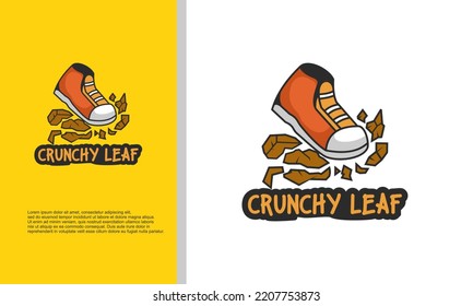 logo illustration vector graphic of shoes stepping on leaves