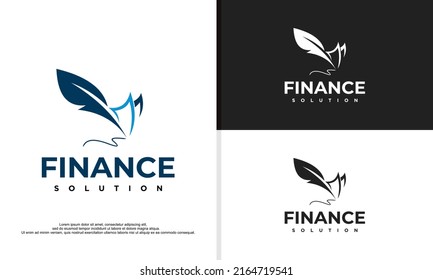 ilustración de logotipo gráfico vectorial de plumas simples para escritura combinada con dinero, apto para empresa contable, etc.