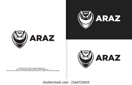 logo illustration vector graphic of simple shape owl combined with shield