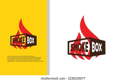 logo illustration vector graphic of smoke beef box.