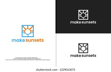 logo illustration vector graphic of sunset technology.