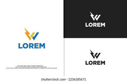 logo illustration vector graphic of thunder combine with W