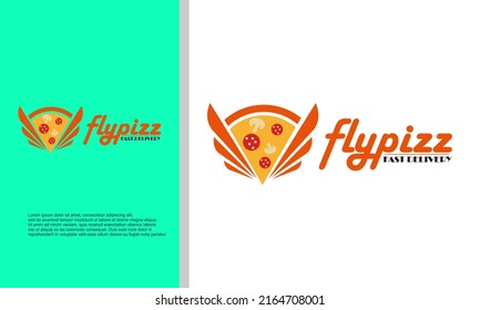 logo illustration vector graphic of wing combined with pizza slices. fit for pizza delivery companies, etc.