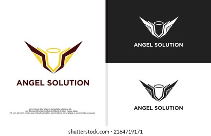 logo illustration vector graphic of wing combined with shield. suitable for investment, financial company, etc.