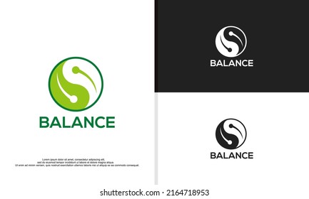 logo illustration vector graphic of yin and yang formed from leaves. suitable for nutrition, skin care, beauty company, etc.