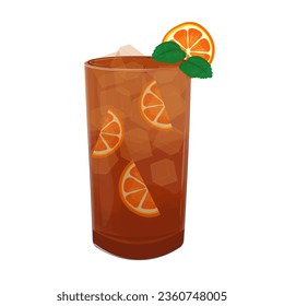 Logo Illustration Vector Iced Lemon Tea With Mint Leaves In A Glass