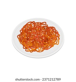 Logo illustration vector Korean dried shredded squid ojingeochae muchim or ojingeochae bokkeum