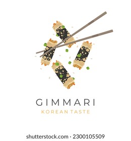 Logo Illustration Vector Korean Snack Gimmari Eaten With Chopsticks