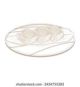 Logo illustration vector line art tamagoyaki Japanese rolled omelet