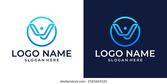Logo illustration vector line initial letter V.