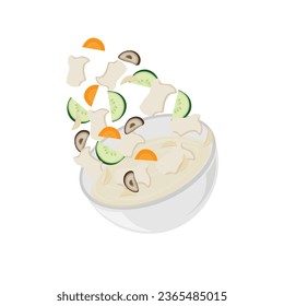 Logo-Illustration Vektor Sujebi Broth Soup mit Klappplätzen