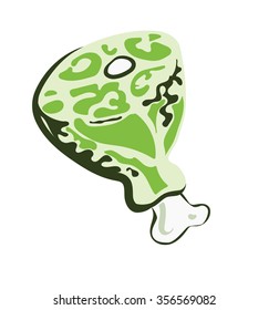 Logo or an illustration for vegans (the meat bone in the form of leaf), meaning that the vegan food can substitute the meat in your diet) vector