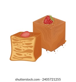 Logo Illustration of a whole and split  cube croissant