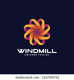Logo Illustration Windmill Gradient Colorful Style.