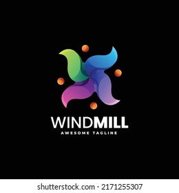 Logo Illustration Windmill Gradient Colorful Style.