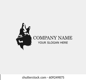 Logo illustration of a wolf  simple flat style