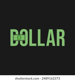 Logo illustration of the word "Dollar" in green.