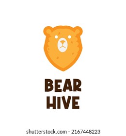 Ilustración con logotipo de la cabeza de un oso amarillo que forma una colmena