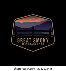 Logo illustrations of Great Smoky National Park emblem.