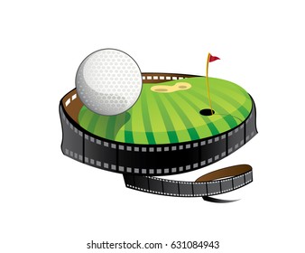 Logo illustrator grass and golf ball wrapped film rolls