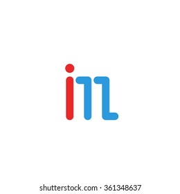 Logo IM letter together, mockup international media emblem, blue and red line I, M design element logotype, combination IN letters