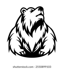 El logo con la Imagen de un feroz oso enojado. Ilustración vectorial en un estilo plano. Animales y mamíferos. Una Plantilla para el diseño de juegos, prendas de vestir y recuerdos. 