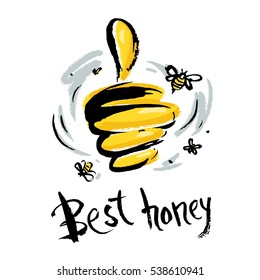 The logo with the image of bee hive for the honey shop.