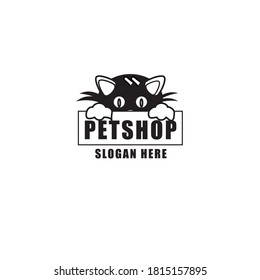 logo image of a cat and below it reads pet shop with black colors