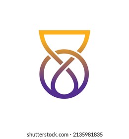 The logo is an image of a cup and water. Outline and elegant. Unique pictogram.