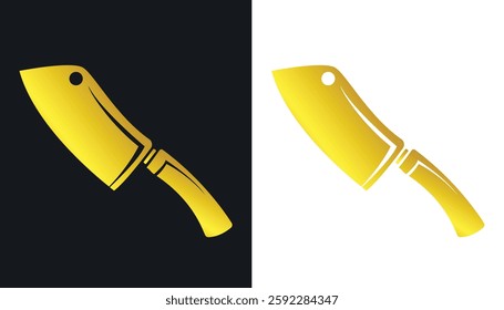 logo image of a cutting knife for cutting in beautiful gold color on a black and white background