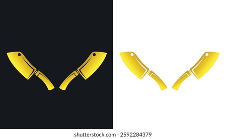 logo image of a cutting knife for cutting in beautiful gold color on a black and white background