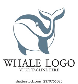 Logo image design illustration of a whale in the ocean.