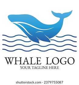 Logo image design illustration of a whale in the ocean.