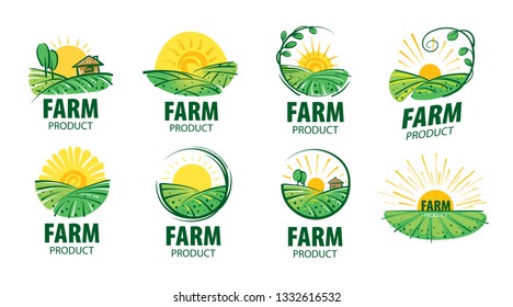 Logo with the image of the field for farms. Vector illustration