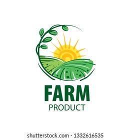 Logo with the image of the field for farms. Vector illustration