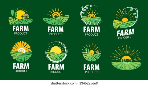 Logo with the image of the field for farms. Vector illustration