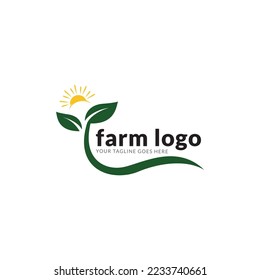 Logo with the image of the field for farms. Vector illustration